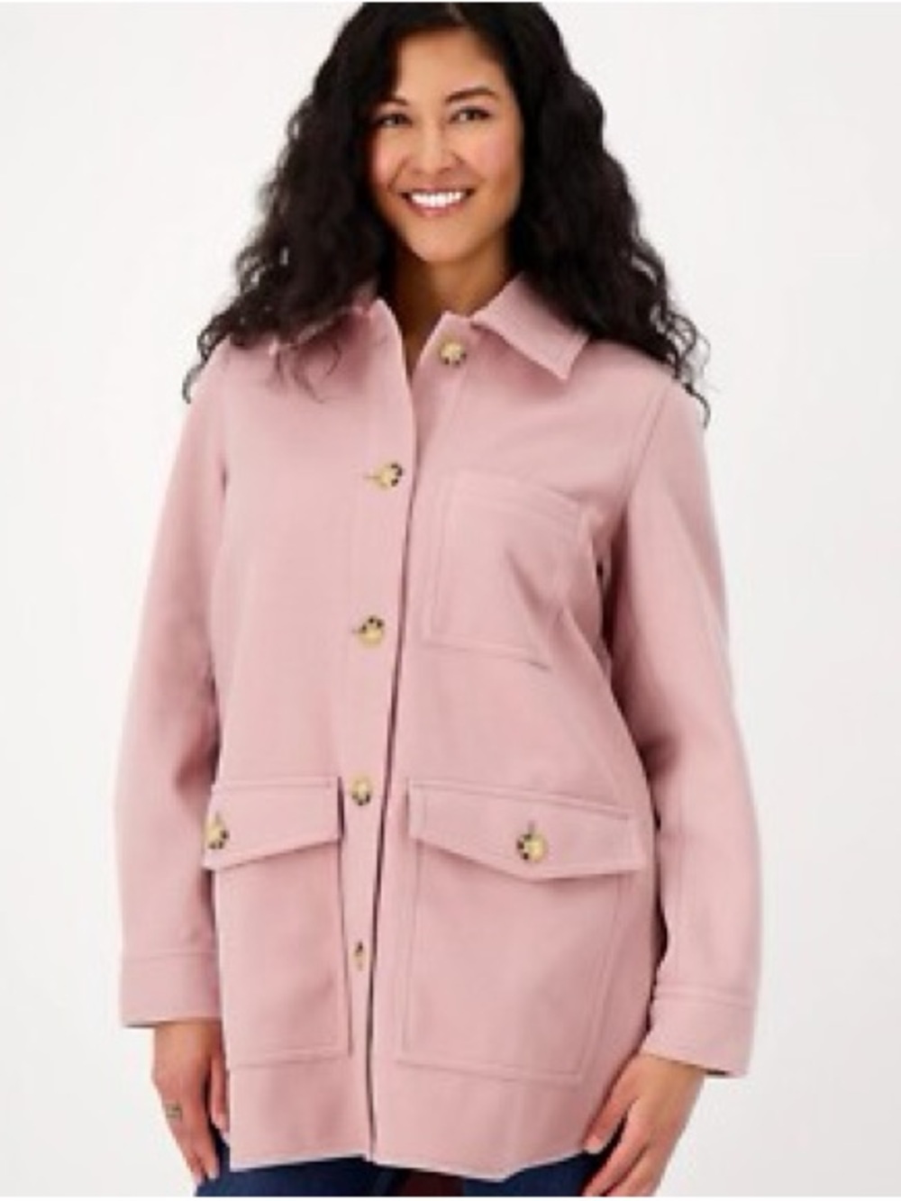 Encore by Indina Menzel Brushed Double Face Coat in Blush Pink 1X